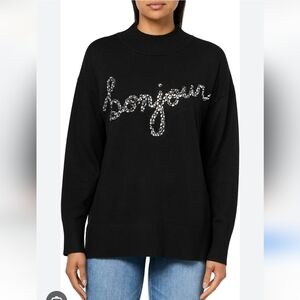 Karl Lagerfield Black Sweater with Pearl Embellishments